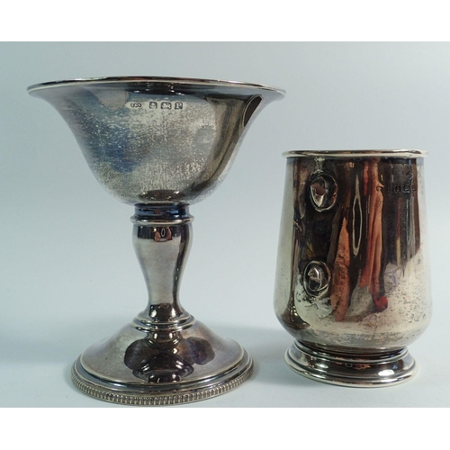 269 - A small silver trophy cup, Birmingham 1939 and a christening cup - a/f, total 148g