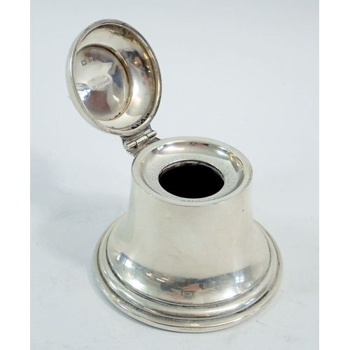 292 - A silver bell form inkwell, 5.5cm tall, Birmingham 1909, A & J Zimmerman Ltd.