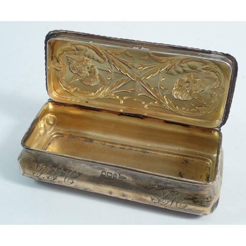 293 - A silver trinket box engraved foliage and angel heads, Sheffield 1900 by Walker & Hall - 10.5cm, 83g