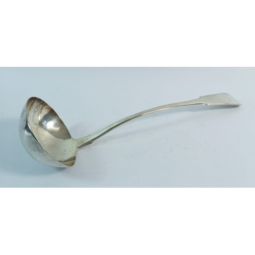 316 - A Scottish provincial silver soup ladle, Inverness circa 1830 by Alexander McLeod, 33cm, 200g