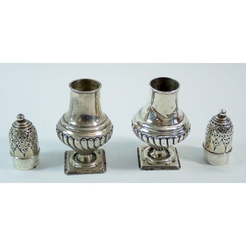 325 - A pair of silver baluster form pepper pots, 12cm, Birmingham 1891, Thomas Hayes, 135g