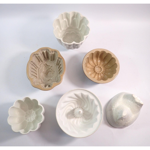 38 - A group of six Edwardian jelly moulds including Shelley example