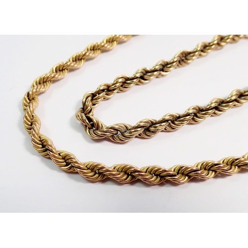 387 - A rope twist 9 carat gold necklace and bracelet, 45cm and 20cm long, total weight 13.6g