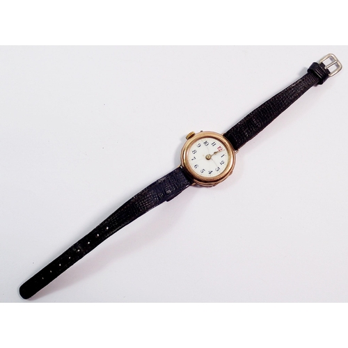 457 - An Edwardian 9 carat gold ladies watch