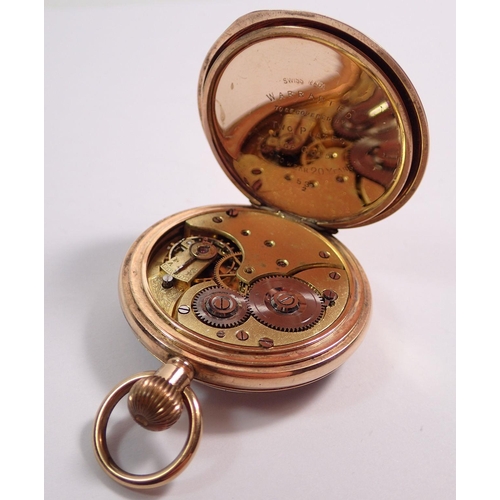 463 - A rolled gold open faced Swiss pocket watch