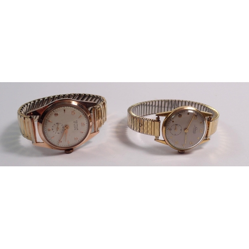 464 - Two gentleman's wristwatches, Metrum and Lanco, both 15 jewels on gilt plated bracelets