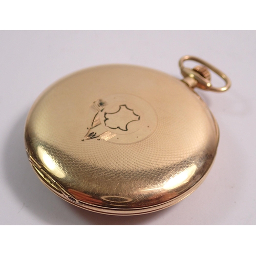 466 - A rolled gold pocket watch in case