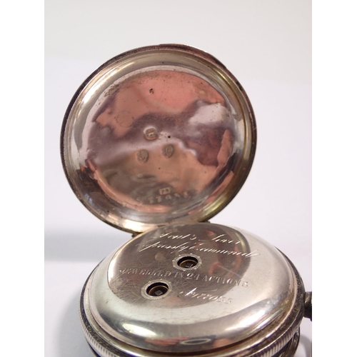 470 - A Victorian J B Dent silver hunter pocket watch, Dents Lever jewelled in 24 actions, Birmingham 1884