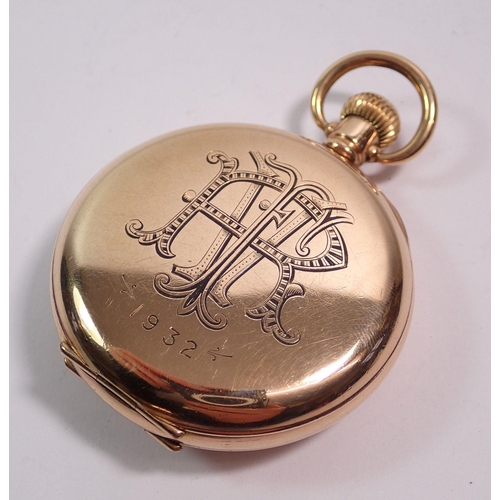 472 - A Waltham rolled gold half hunter pocket watch