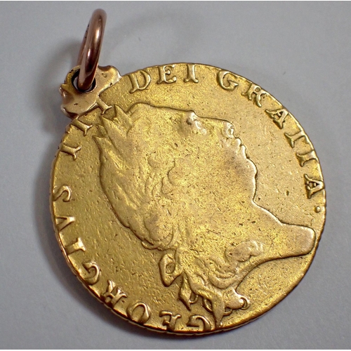 494 - A George III 1798 gold guinea converted to pendant