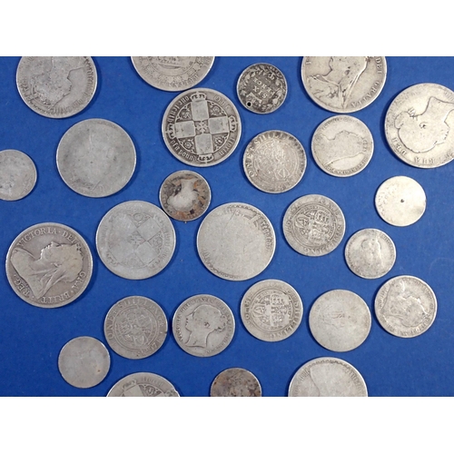 505 - A group of Victorian silver coins including sixpence, shillings, florins, half crown etc. - Conditio... 