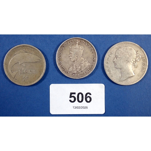 506 - A group of British, Commonwealth and Eire coins including silver content examples Victoria 1840 one ... 