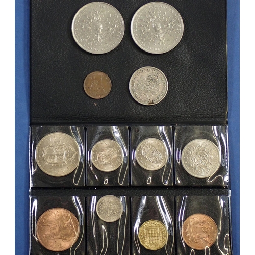 507 - A group of British commemorative crowns and various coins including two Maxwell House issue one poun... 