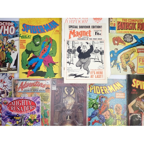 526 - A group of comics etc. including Marvel, Doctor Who, DC, The Festival of Punch