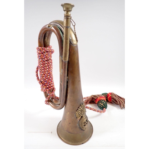 608 - A Royal Welsh Fusiliers copper and brass bugle