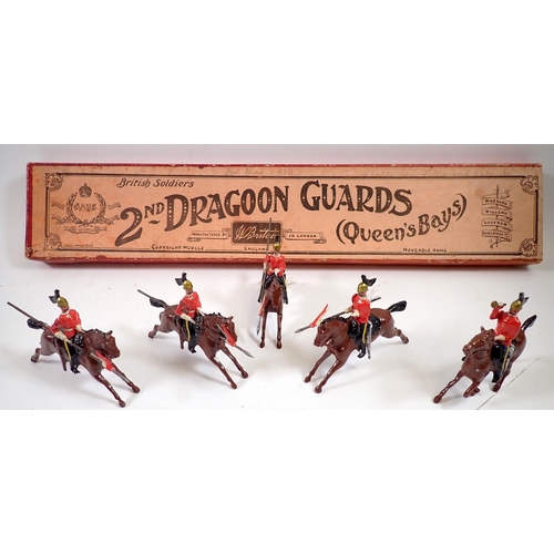 695 - A Britains boxed military set, 2nd Dragoon Guards (Queens Bay) five mounted soldiers including trump... 