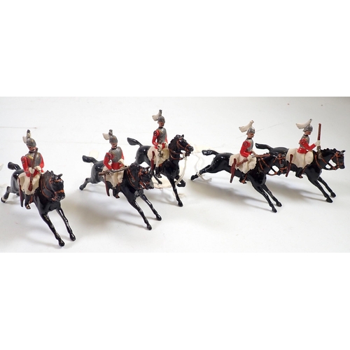 696 - A Britains boxed military set, 2nd Lifeguards No 43, five mounted soldiers, four with rifles and a b... 