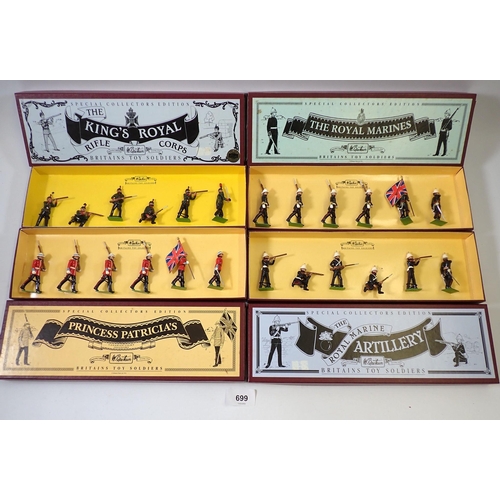 699 - Four Britains boxed military sets, 8822 The Kings Royal Rifle Corps, 8826 The Royal Marine Artillery... 