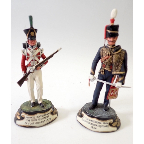 708 - A group of seven Chas C Stadden Studios pewter hand painted Napoleonic military figures including Dr... 