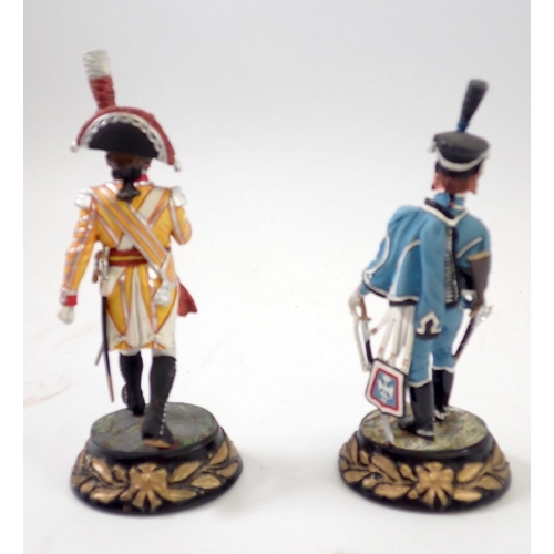 708 - A group of seven Chas C Stadden Studios pewter hand painted Napoleonic military figures including Dr... 