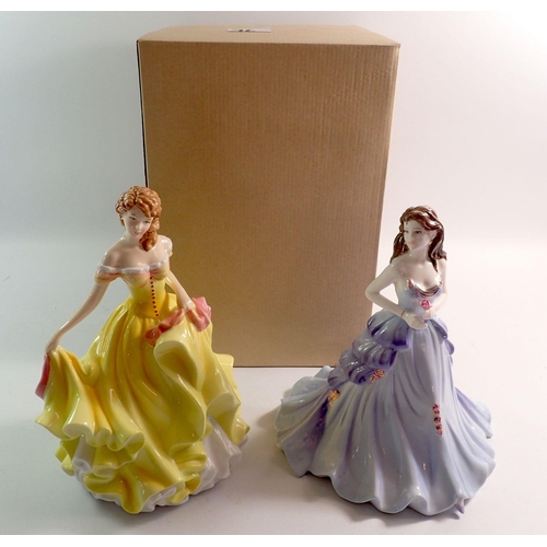 76 - A Royal Doulton figure Pretty Ladies, Summer HN5322, boxed plus a Coalport figure Happy Anniversary