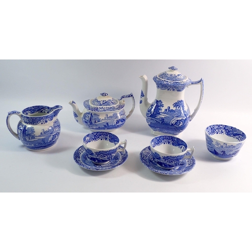 9 - A Spode Italian tea service comprising twelve cups and saucers, teapot, coffee pot, two jugs, two su... 