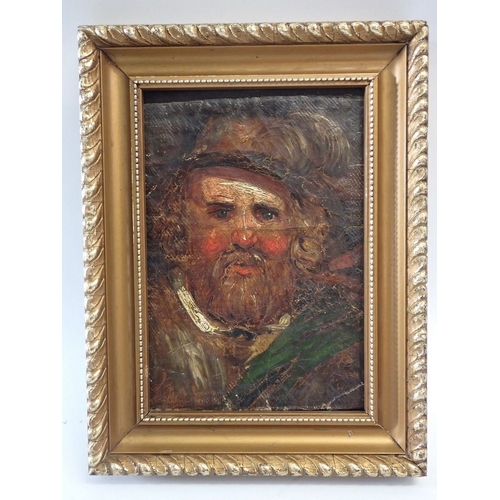 1075 - A 19th century Scottish school portrait - oil on canvas of a highlander with ruddy cheeks, unsigned,... 