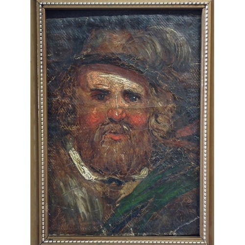 1075 - A 19th century Scottish school portrait - oil on canvas of a highlander with ruddy cheeks, unsigned,... 
