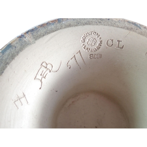 16 - A Doulton Lambeth stoneware vase with stylised floral decoration, by Florence Barlow, cut down to to... 