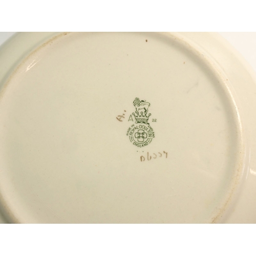 22 - A Royal Doulton jardiniere painted stylised flowers 21.5cm diameter and a Royal Doulton floral paint... 