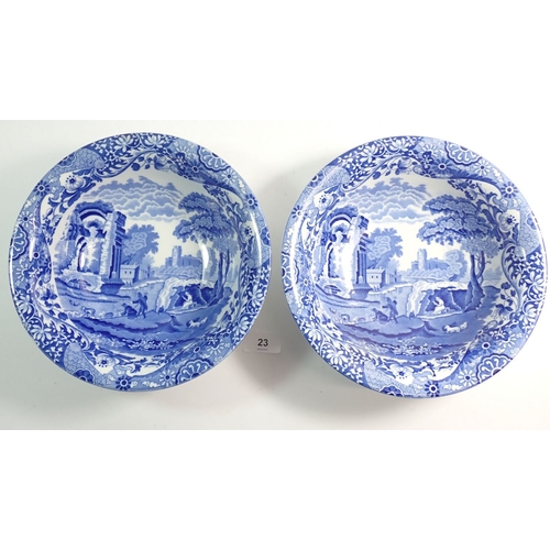 23 - Two Copeland Spode Italian bowls and a blue and white tazza