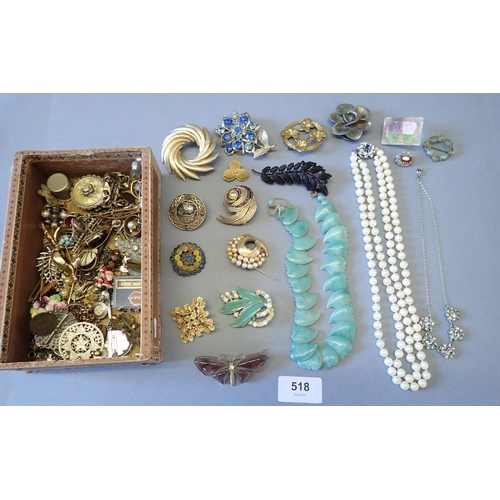 518 - A box of costume jewellery