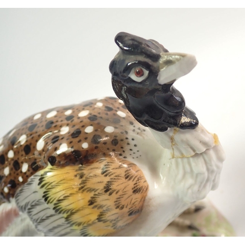 55 - A pair of Meissen style game birds, 15cm tall - a/f