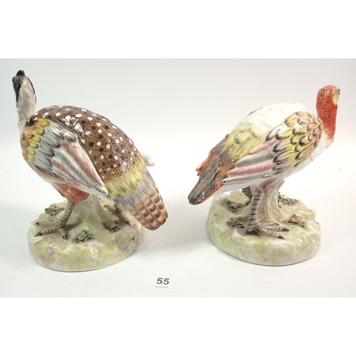55 - A pair of Meissen style game birds, 15cm tall - a/f