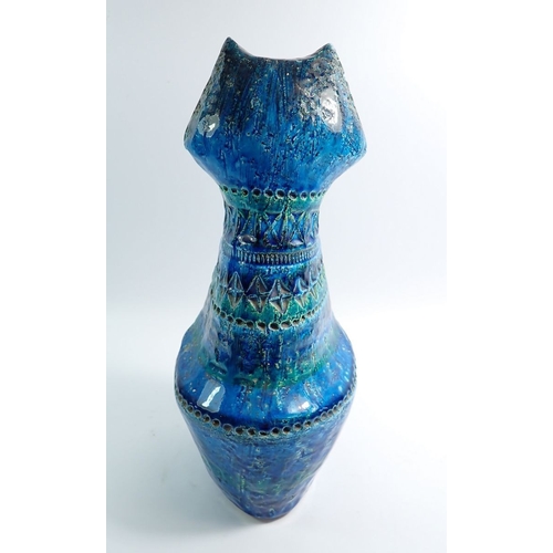 2 - A Bitossi blue pottery cat, 29cm tall