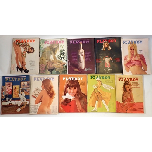 652 - A box of vintage American Playboy magazines - 1970-1972 all twelve issues, 1973 January, 1974 April ... 