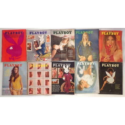 652 - A box of vintage American Playboy magazines - 1970-1972 all twelve issues, 1973 January, 1974 April ... 