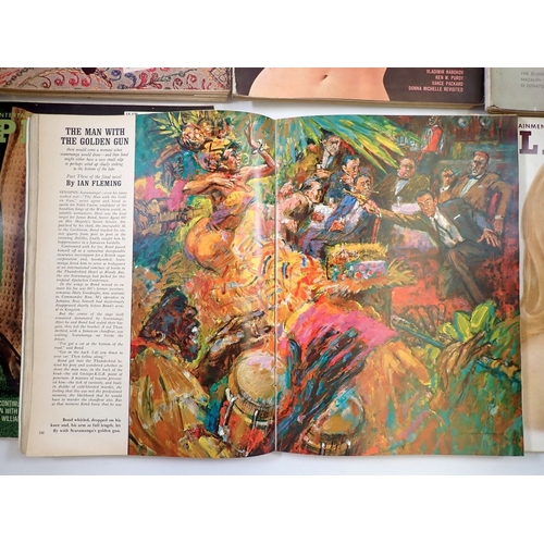 654 - A box of vintage American Playboy magazines - 1963 5 issues, 1964 all 12 issues, 1965 all 12 issues,... 