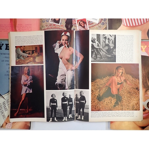 654 - A box of vintage American Playboy magazines - 1963 5 issues, 1964 all 12 issues, 1965 all 12 issues,... 