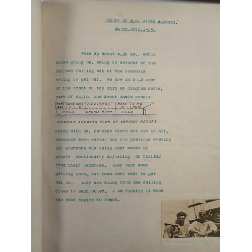 665 - An exceptional privately bound three volume WWI diary by Petty Officer Allan Macbeth Royal Naval Ser... 