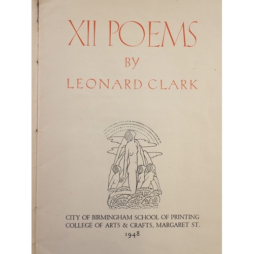 669 - XII Poems by Leonard Clark with signed dedication from author, City of Birmingham School of Printing... 