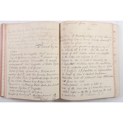 689 - A Masonic handwritten minute book for the Hope of Brierley Lodge No 3996, Forest of Dean 1905-1908