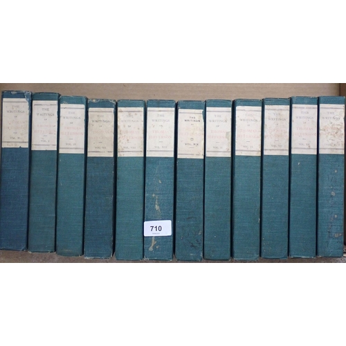 710 - The Writings of Thomas Jefferson, 12 volumes green cloth covers published 1903, Library Edition