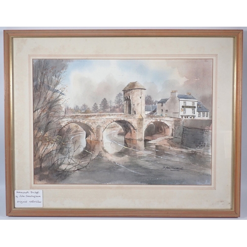 John Sweetingham - watercolour Monmouth Bridge, 35 x 50cm