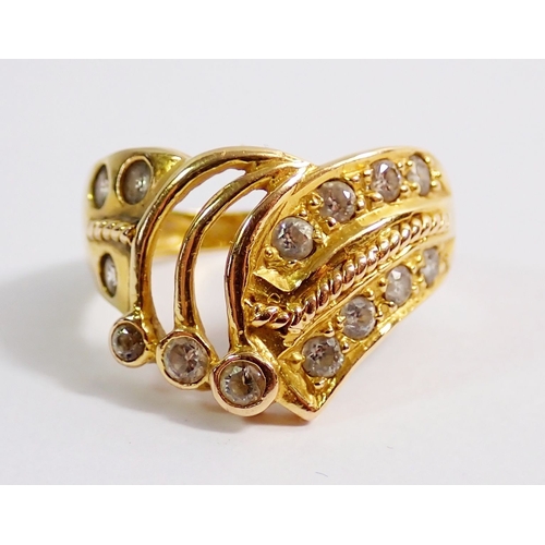 270 - A gold and paste ring marked 700, size N, 4.6g
