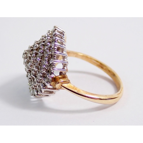 271 - A 9ct gold domed diamond set cluster ring, 4g, size K