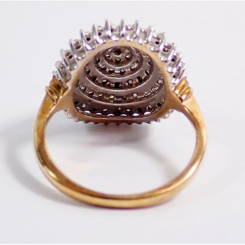 271 - A 9ct gold domed diamond set cluster ring, 4g, size K
