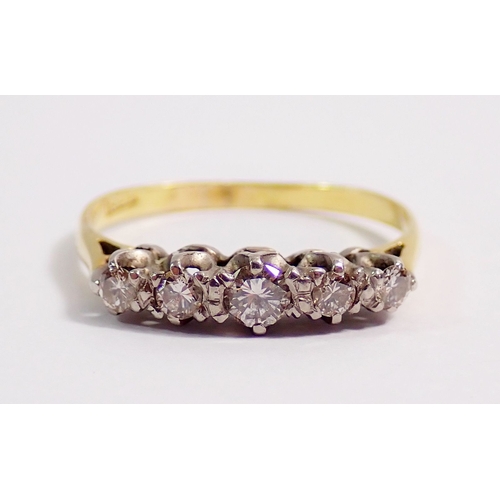 314 - An 18ct gold five stone diamond ring, 2g, size M