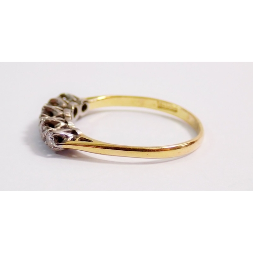 314 - An 18ct gold five stone diamond ring, 2g, size M
