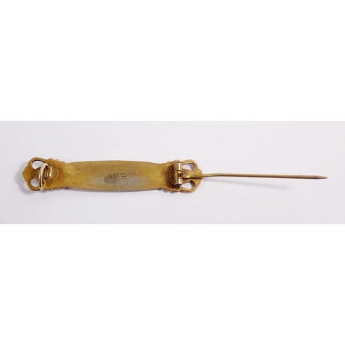 327 - A Scandinavian 925 silver gilt and red enamel brooch, 5cm